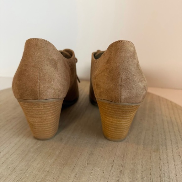 Dr. Scholl’s Women’s Suede Lace-Up Heeled Oxford Shoes Tan Brown US 10M - Picture 6 of 8